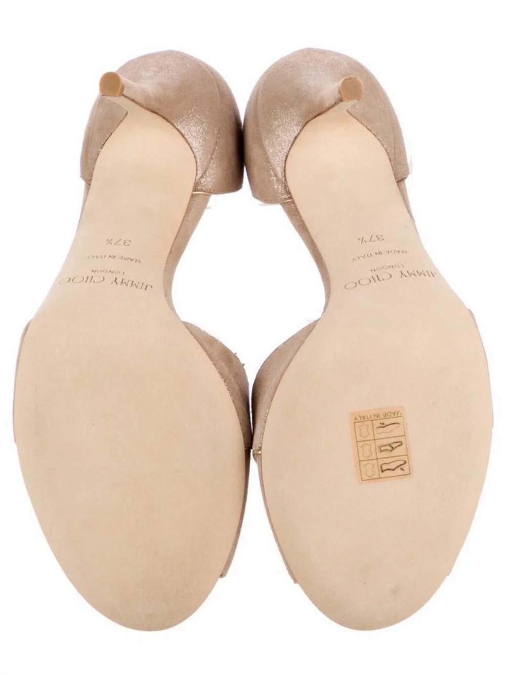 Jimmy Choo Taupe Suede Open-Toe D'Orsay Heels